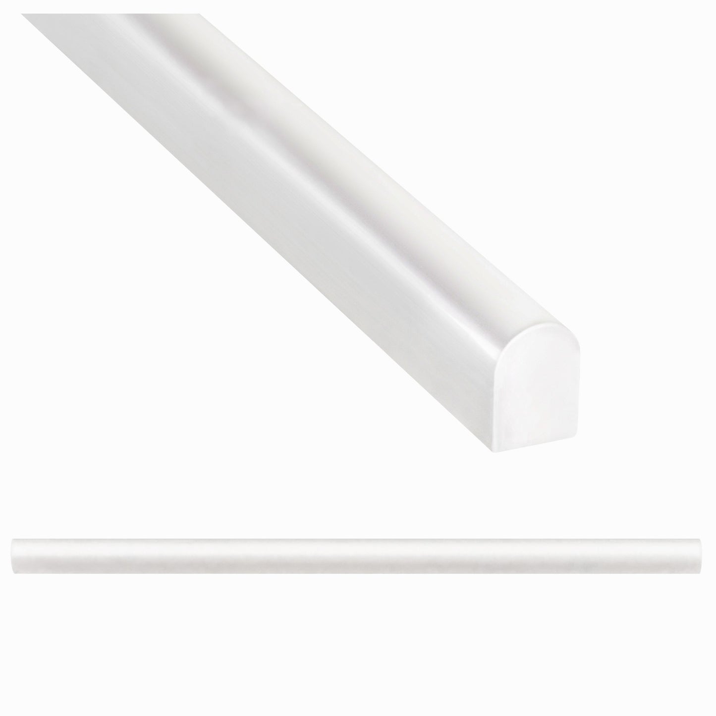 (Pack of 5)Trendy Bright White 1.5cm. x 30cm. Cast Stone Pencil Bullnose Border Wall Tile Trim