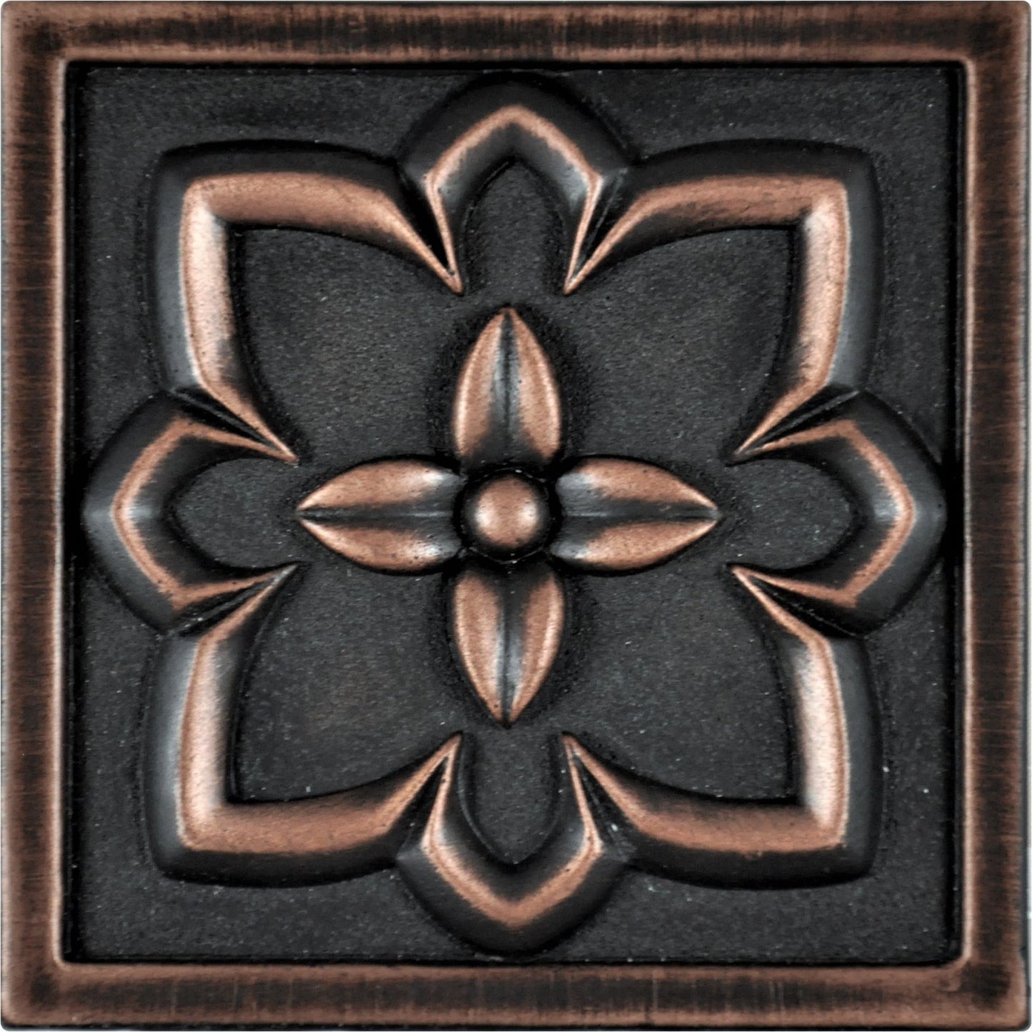 (Pack of 4)Crown Metal Antique Copper 9.5cm. x 9.5cm. Decorative Tile