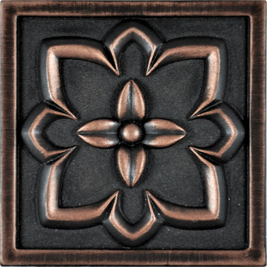 (Pack of 4)Crown Metal Antique Copper 9.5cm. x 9.5cm. Decorative Tile