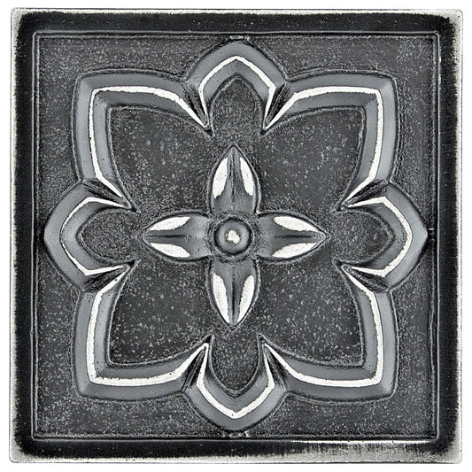 (Pack of 4) Crown Metal Iron Black 9.5cm. x 9.5cm. Decorative Tile