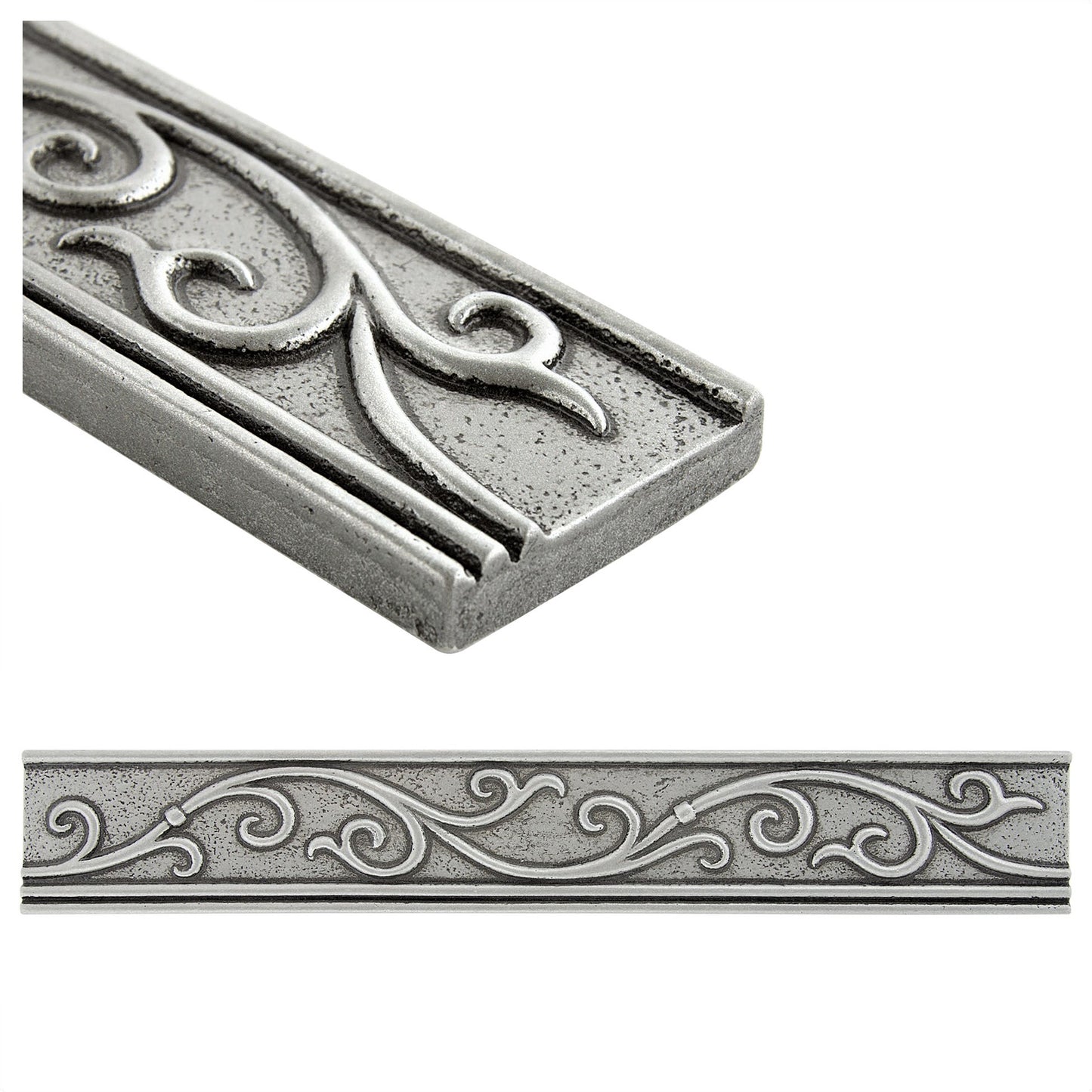 (Pack of 5) Cypress Metal Nickel 4.5cm. x 30cm. Border Wall Accent Tile Trim