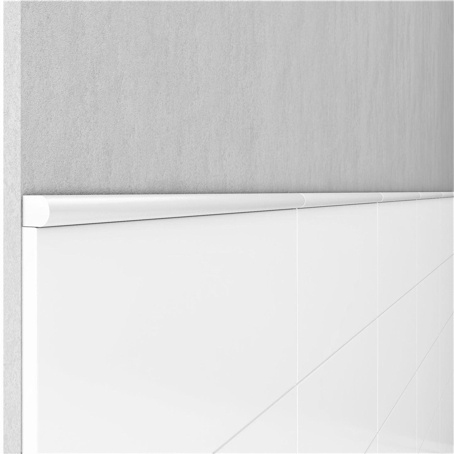 (Pack of 5)Trendy Bright White 1.5cm. x 30cm. Cast Stone Pencil Bullnose Border Wall Tile Trim