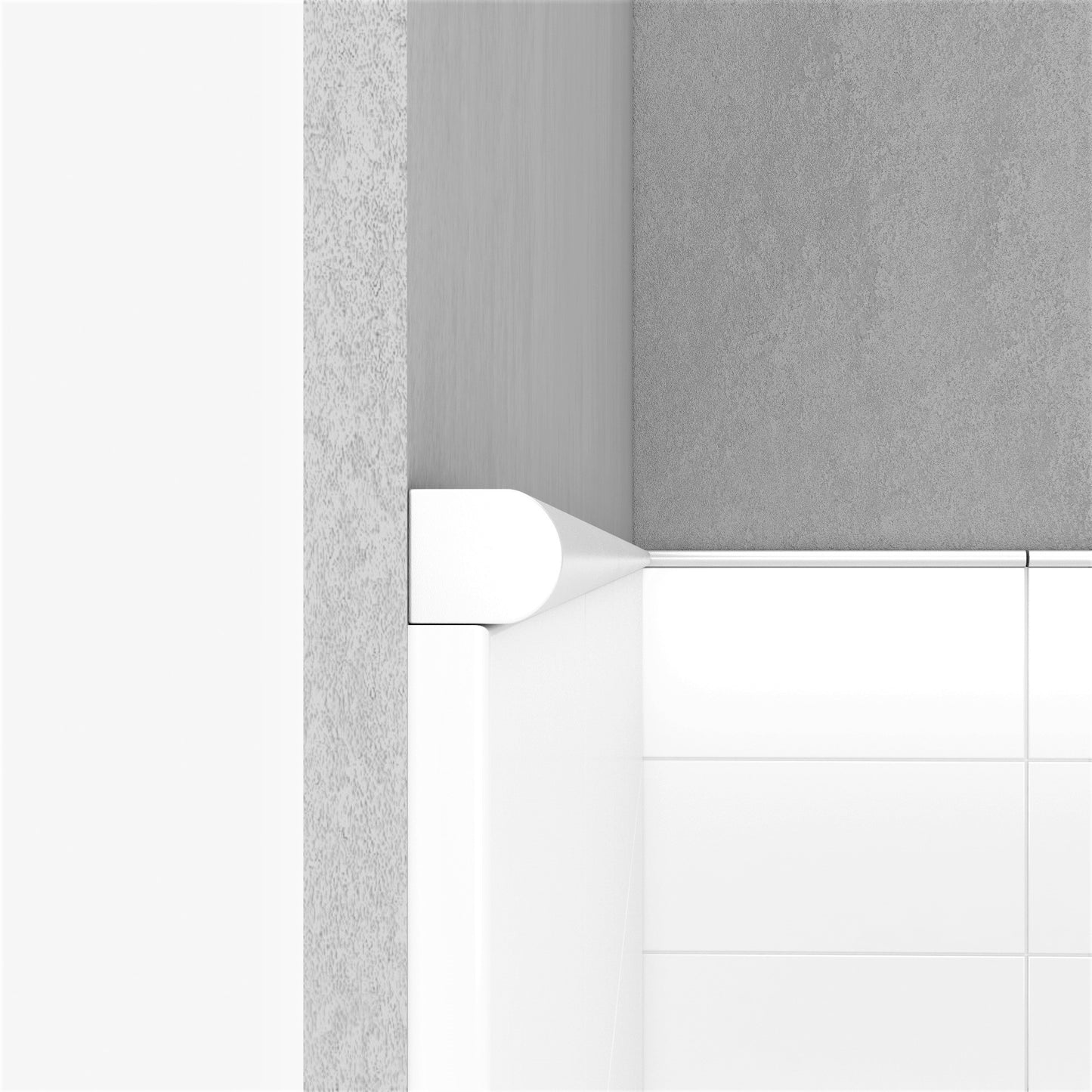 (Pack of 5)Trendy Bright White 1.5cm. x 30cm. Cast Stone Pencil Bullnose Border Wall Tile Trim